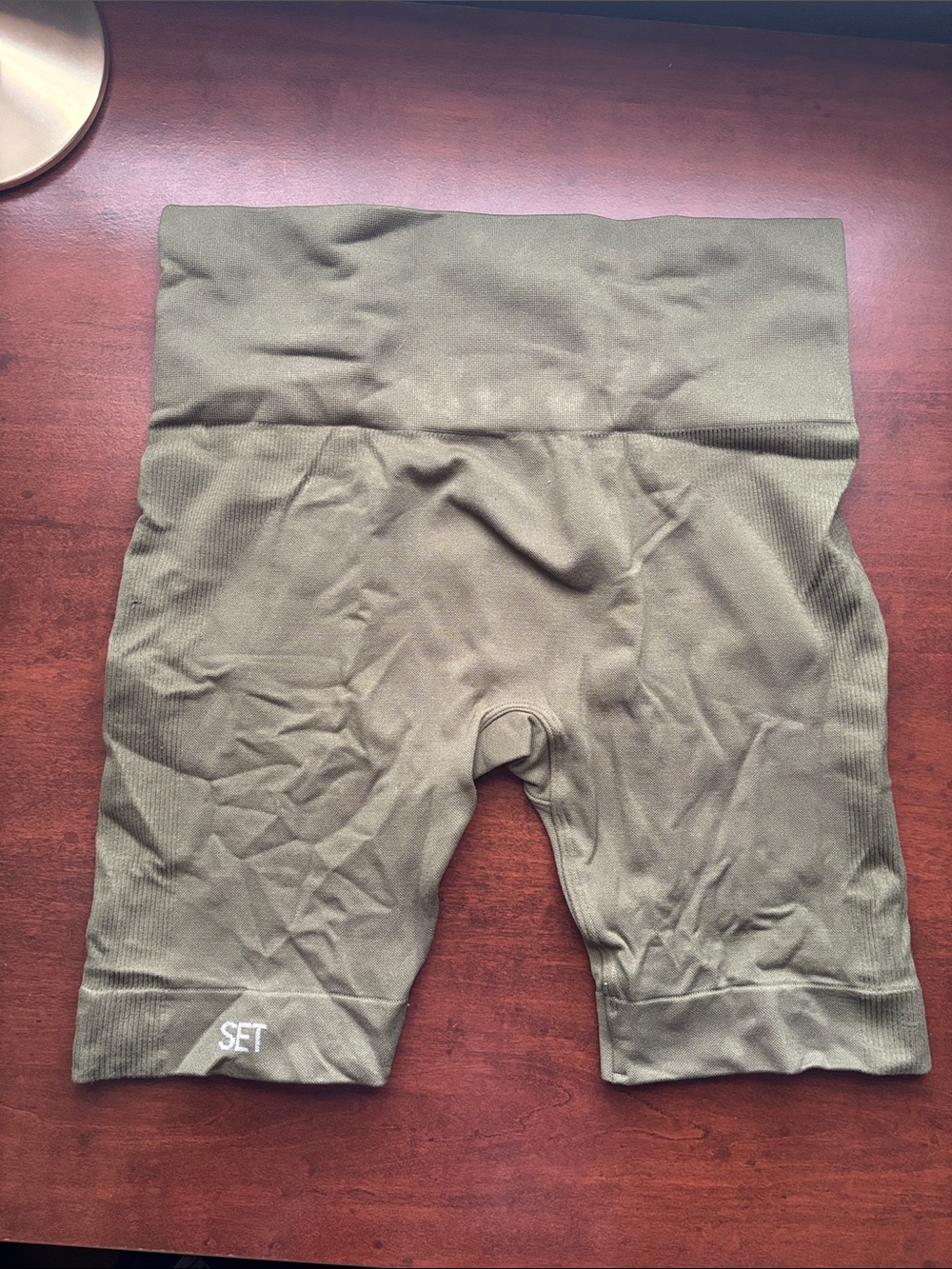 Set Active High Waist Olive Green Bike Shorts size M/L